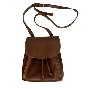 Vintage Coach Flap Drawstring Brown Leather Crossbody